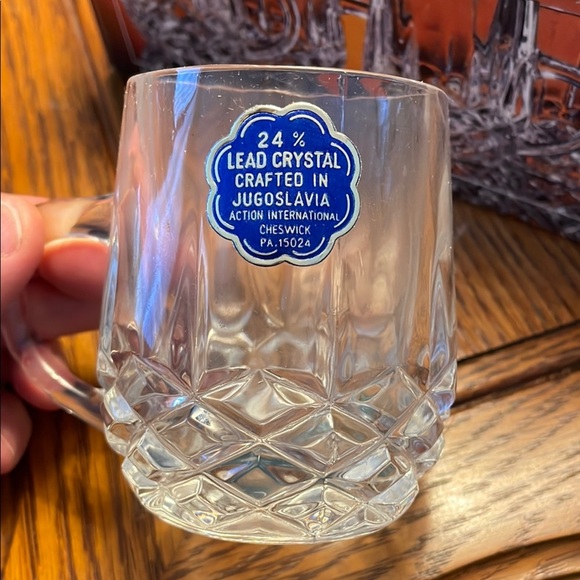 1986 Vintage, Yugoslavia, 24% Lead Crystal Liqueur Mug Set - Picture 2 of 9